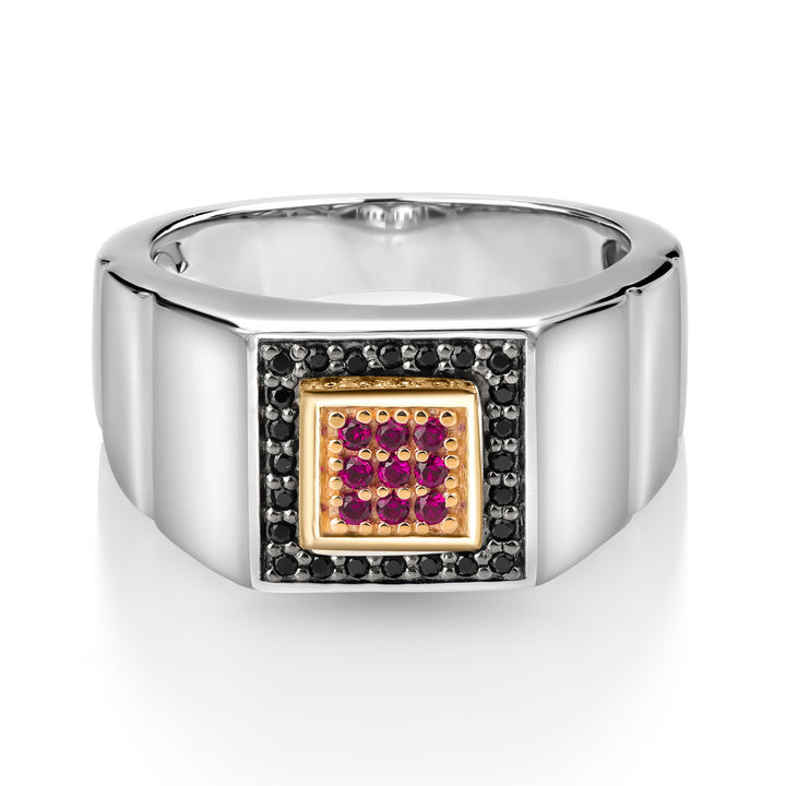 Created Ruby and Black Spinel_10_Ring in 925 Sterling Silver and 10K Yellow Gold