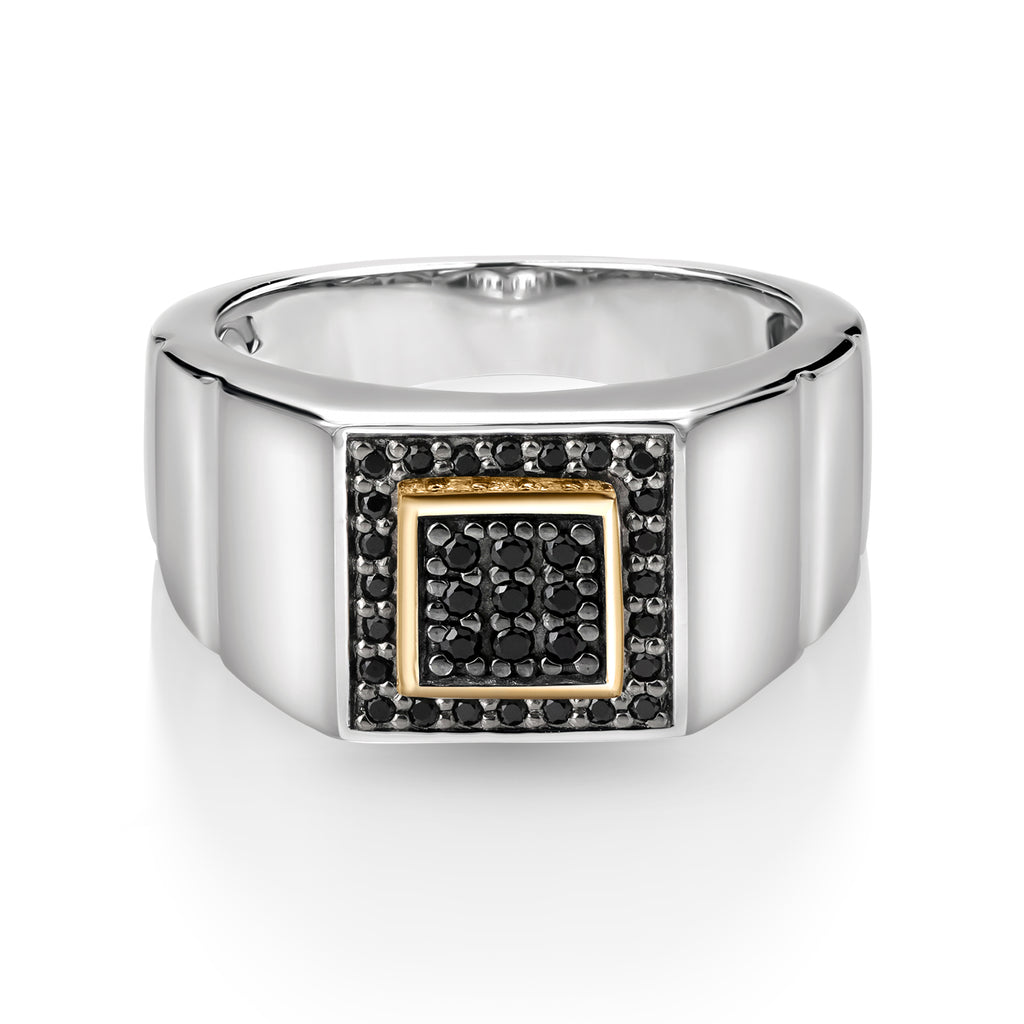 Black Spinel_13_Ring in 925 Sterling Silver and 10K Yellow Gold