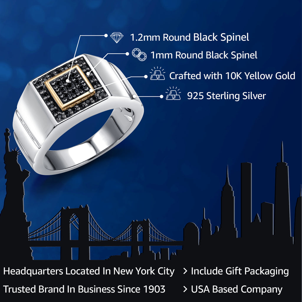 Black_Ring in 925 Sterling Silver and 10K Yellow Gold