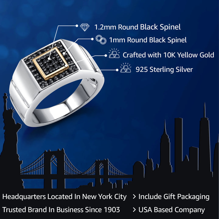 Black_Ring in 925 Sterling Silver and 10K Yellow Gold