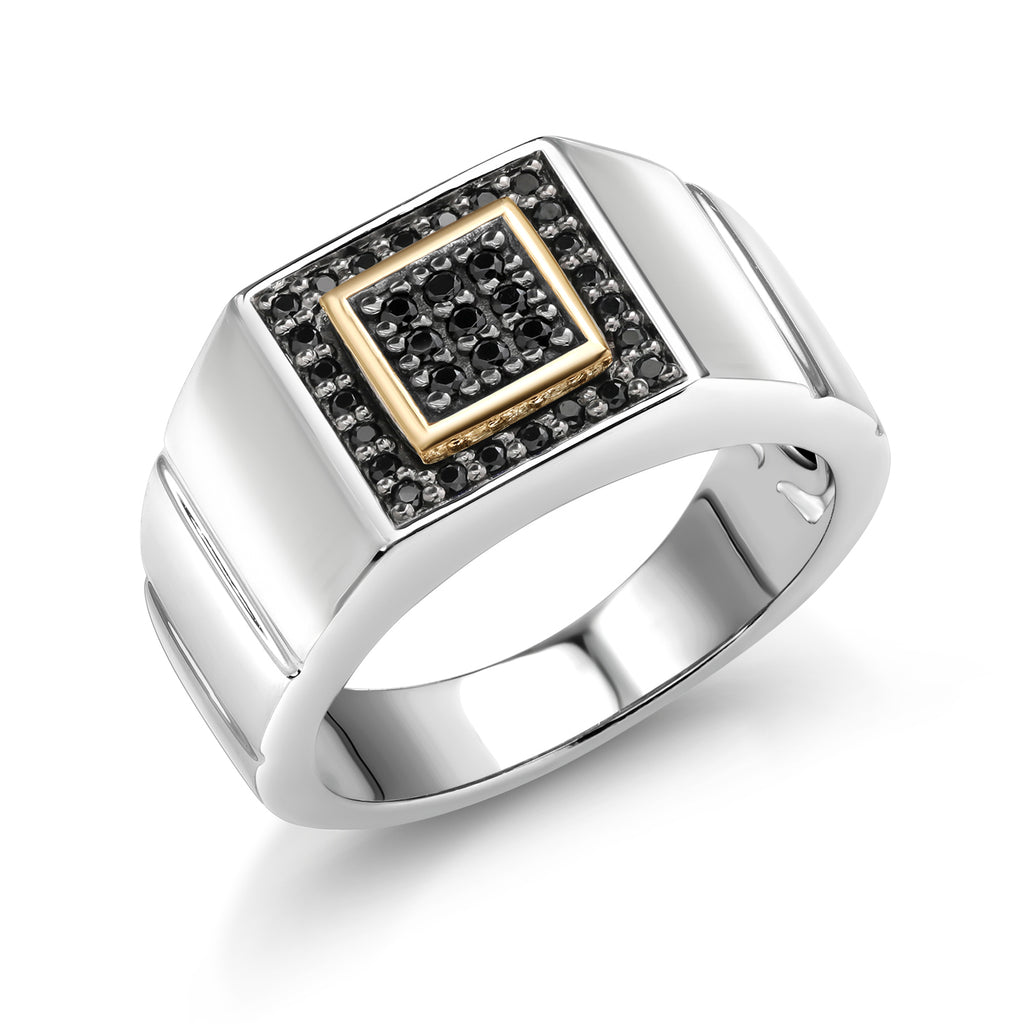 Black_Ring in 925 Sterling Silver and 10K Yellow Gold