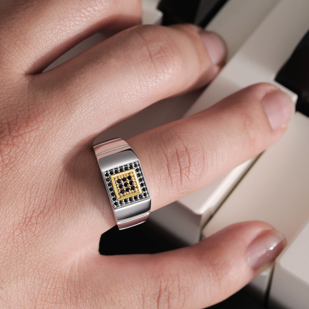 Black_Ring in 925 Sterling Silver and 10K Yellow Gold