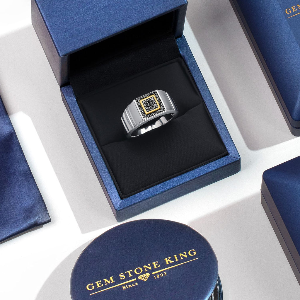 Black_Ring in 925 Sterling Silver and 10K Yellow Gold