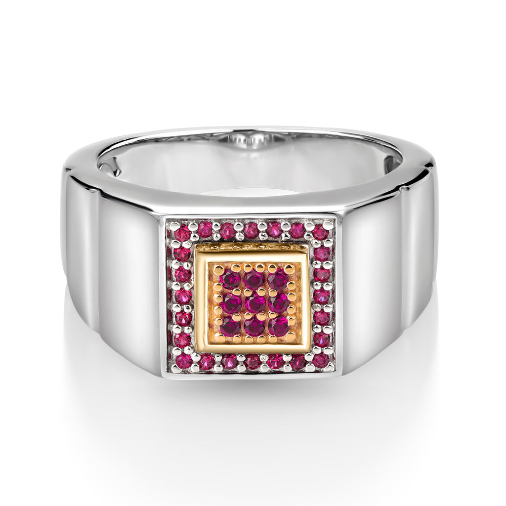 Created Ruby - July_13_Ring in 925 Sterling Silver and 10K Yellow Gold