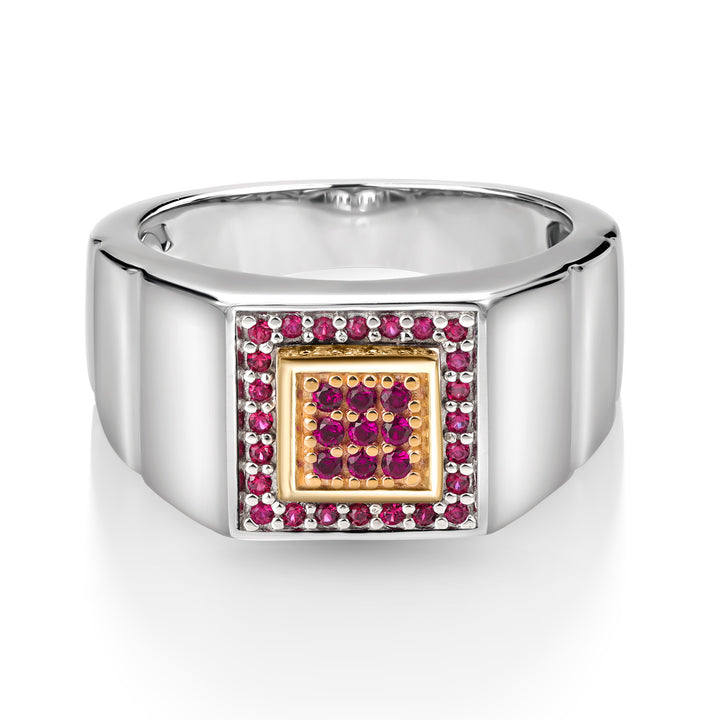 Created Ruby - July_10_Ring in 925 Sterling Silver and 10K Yellow Gold
