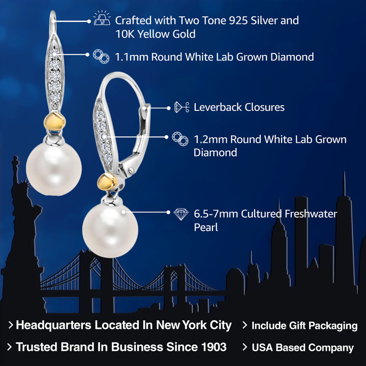 Earrings in 925 Sterling Silver and 10K Yellow Gold