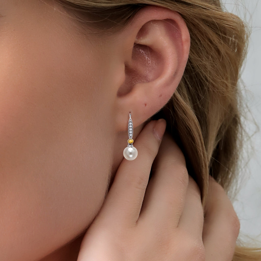 Earrings in 925 Sterling Silver and 10K Yellow Gold