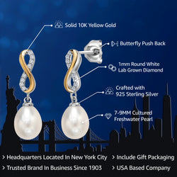 Earrings in 925 Sterling Silver and 10K Yellow Gold