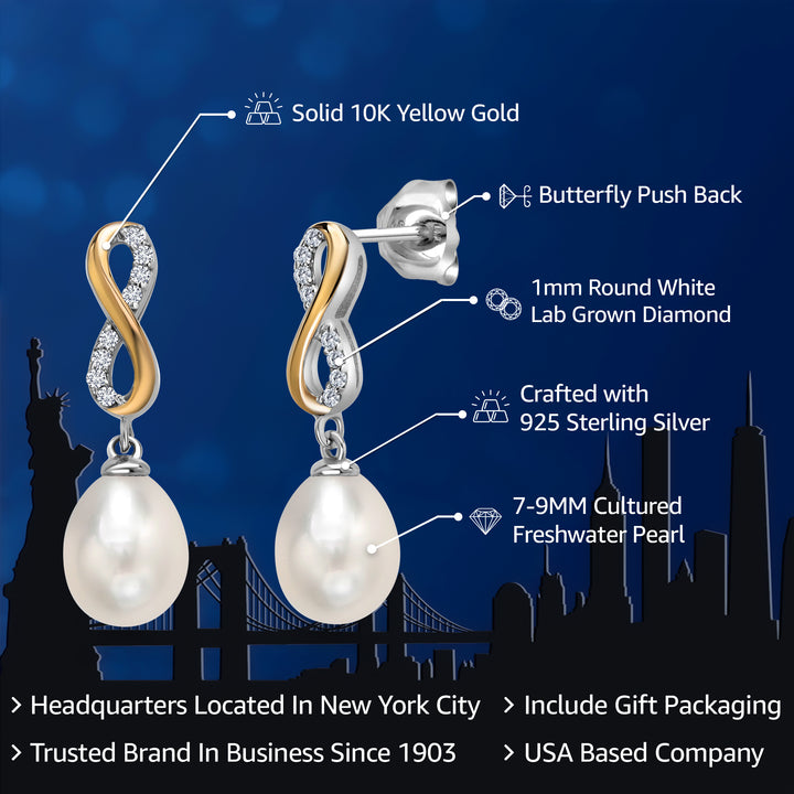 Earrings in 925 Sterling Silver and 10K Yellow Gold