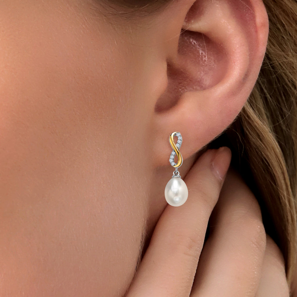 Earrings in 925 Sterling Silver and 10K Yellow Gold