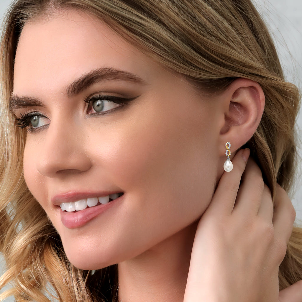 Earrings in 925 Sterling Silver and 10K Yellow Gold