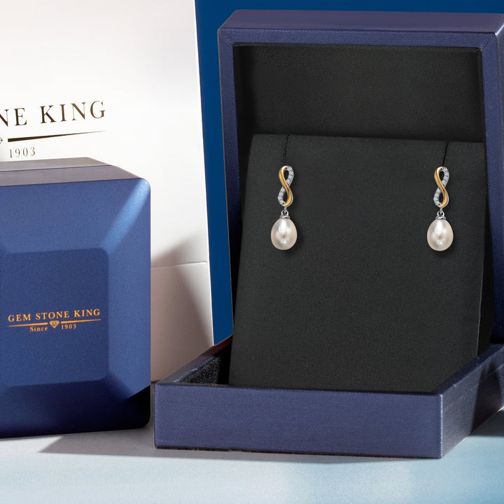 Earrings in 925 Sterling Silver and 10K Yellow Gold