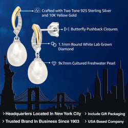 Earrings in 925 Sterling Silver and 10K Yellow Gold