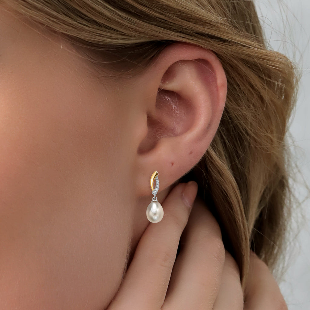 Earrings in 925 Sterling Silver and 10K Yellow Gold