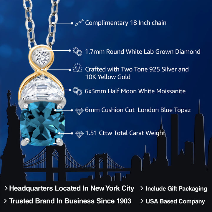 Pendant in 925 Sterling Silver and 10K Yellow Gold