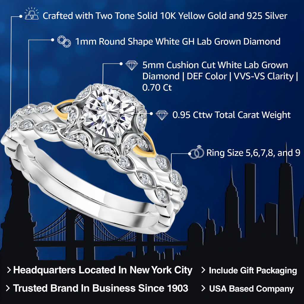 Ring in 925 Sterling Silver and 10K Yellow Gold