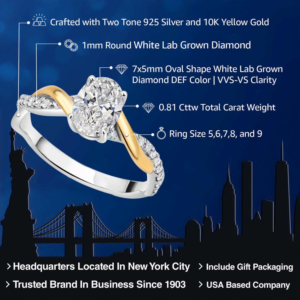 Ring in 925 Sterling Silver and 10K Yellow Gold