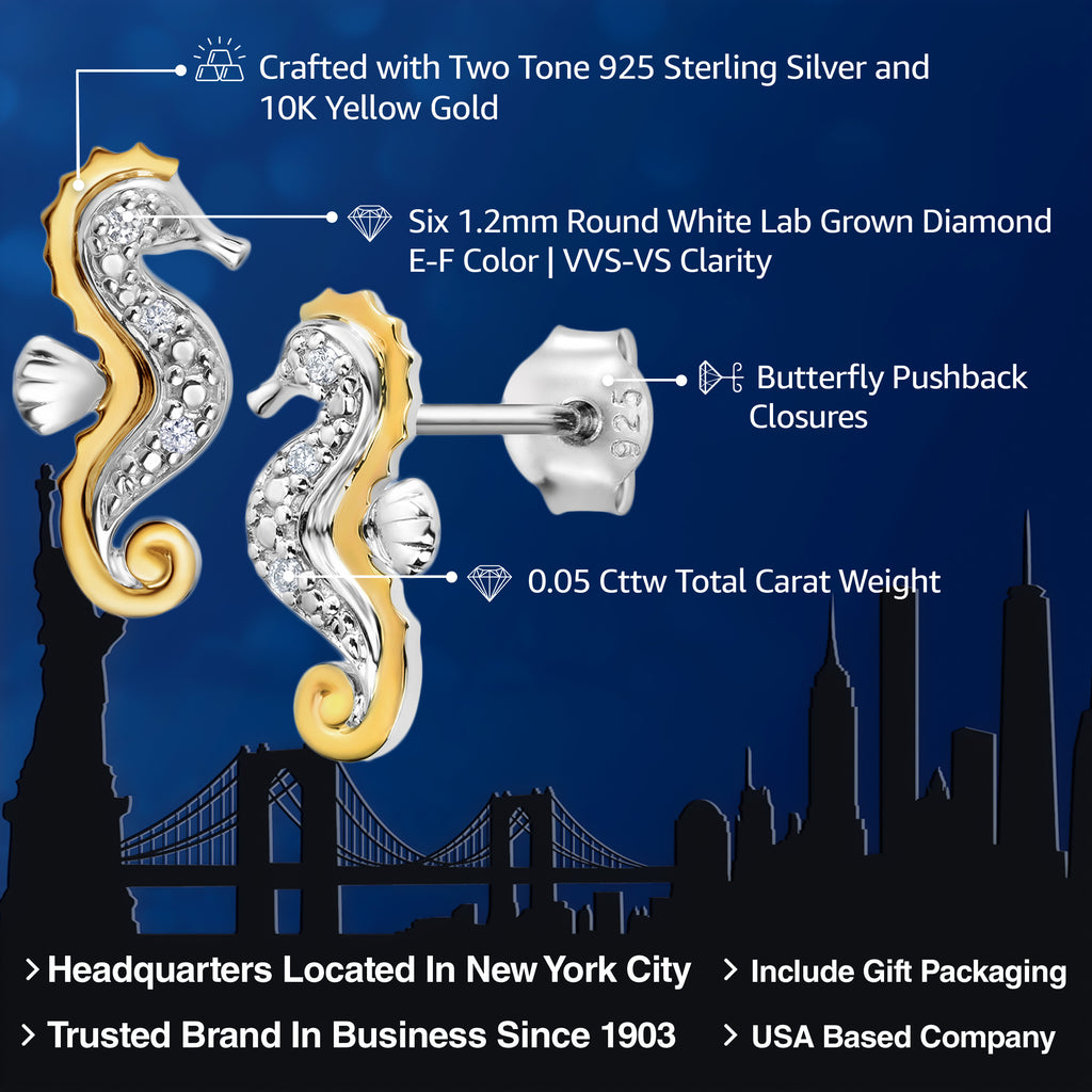 Earrings in 925 Sterling Silver and 10K Yellow Gold