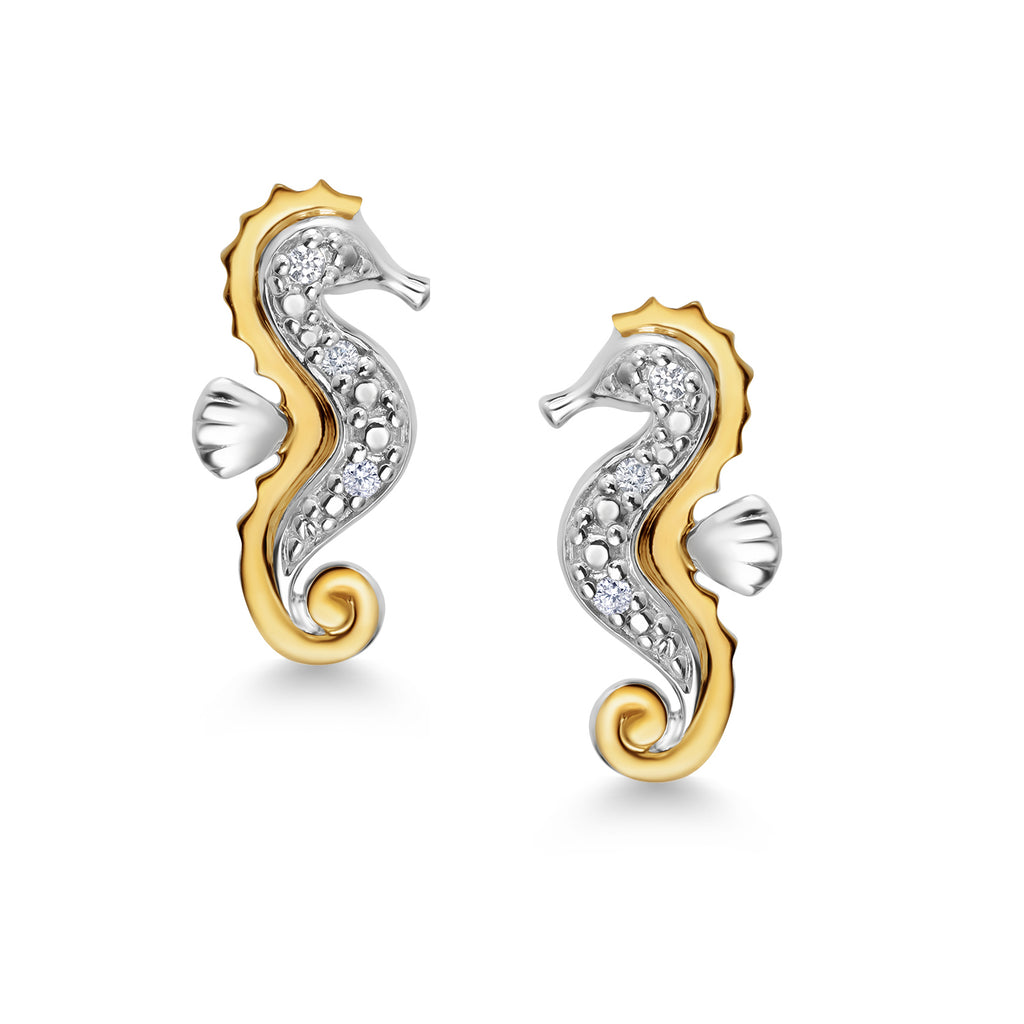Earrings in 925 Sterling Silver and 10K Yellow Gold
