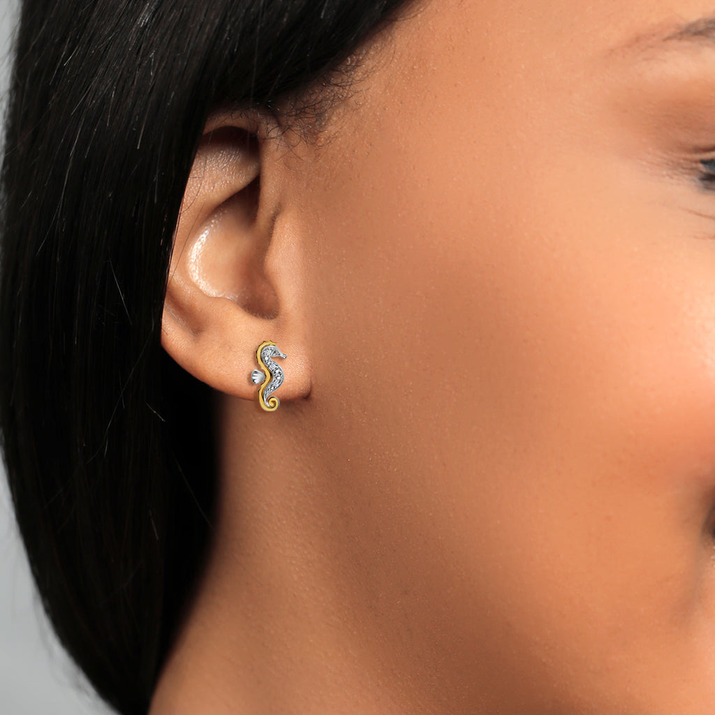 Earrings in 925 Sterling Silver and 10K Yellow Gold