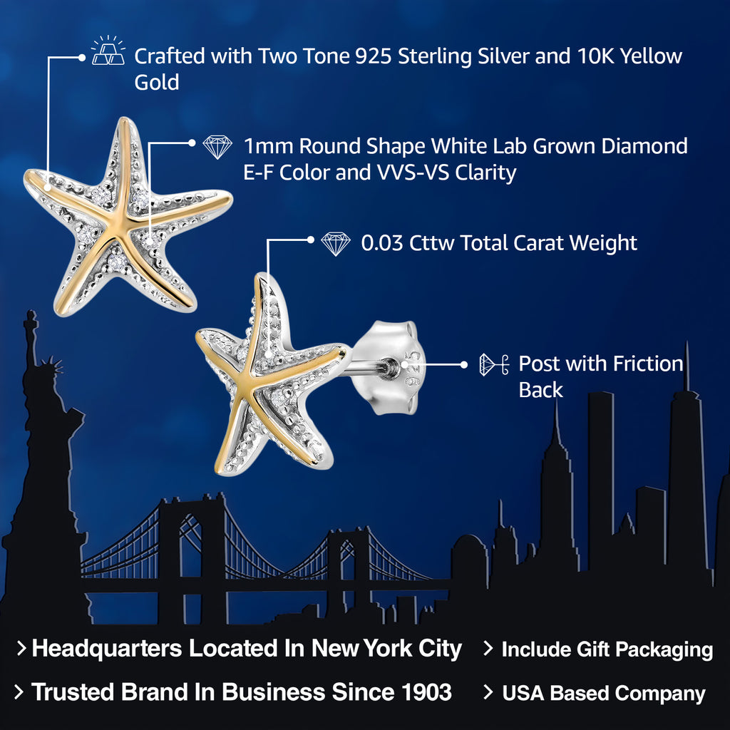Earrings in 925 Sterling Silver and 10K Yellow Gold