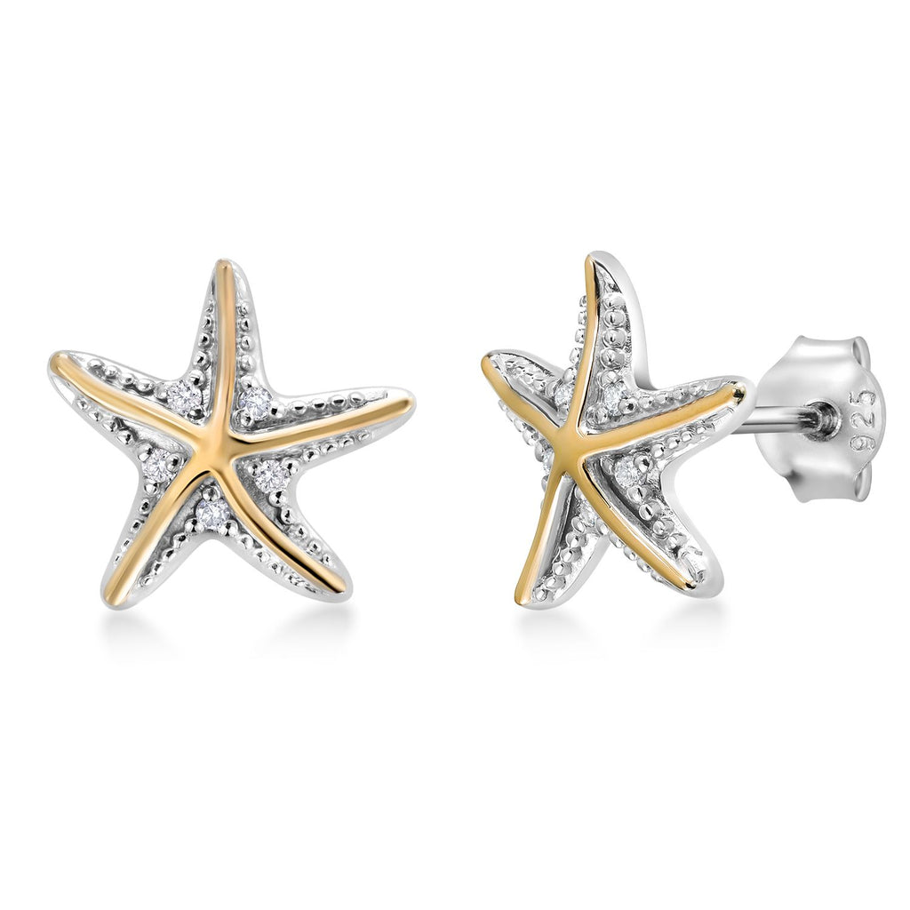 Earrings in 925 Sterling Silver and 10K Yellow Gold