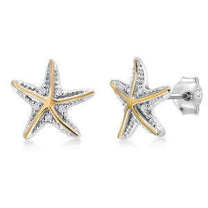Earrings in 925 Sterling Silver and 10K Yellow Gold
