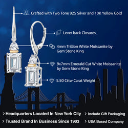 Earrings in 925 Sterling Silver and 10K Yellow Gold