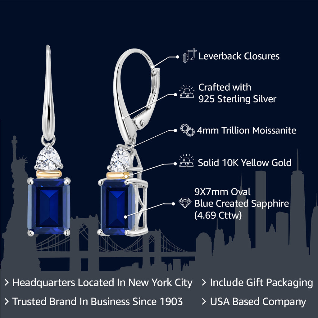 Earrings in 925 Sterling Silver and 10K Yellow Gold