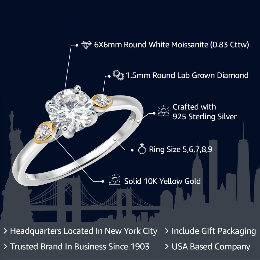 Ring in 925 Sterling Silver and 10K Yellow Gold