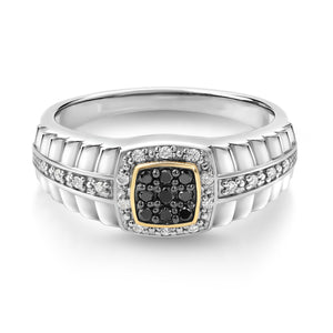 Ring in 925 Sterling Silver and 10K Yellow Gold