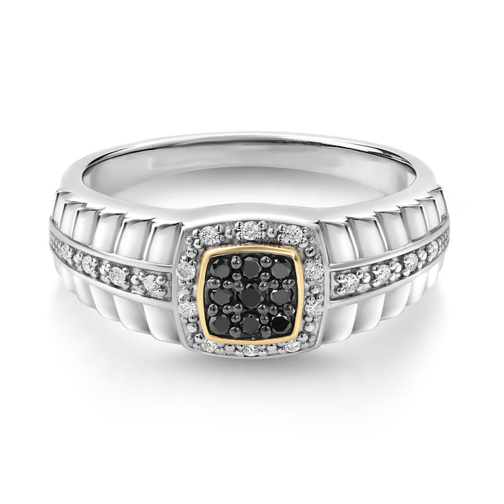 Ring in 925 Sterling Silver and 10K Yellow Gold