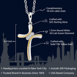 Pendant in 925 Sterling Silver and 10K Yellow Gold