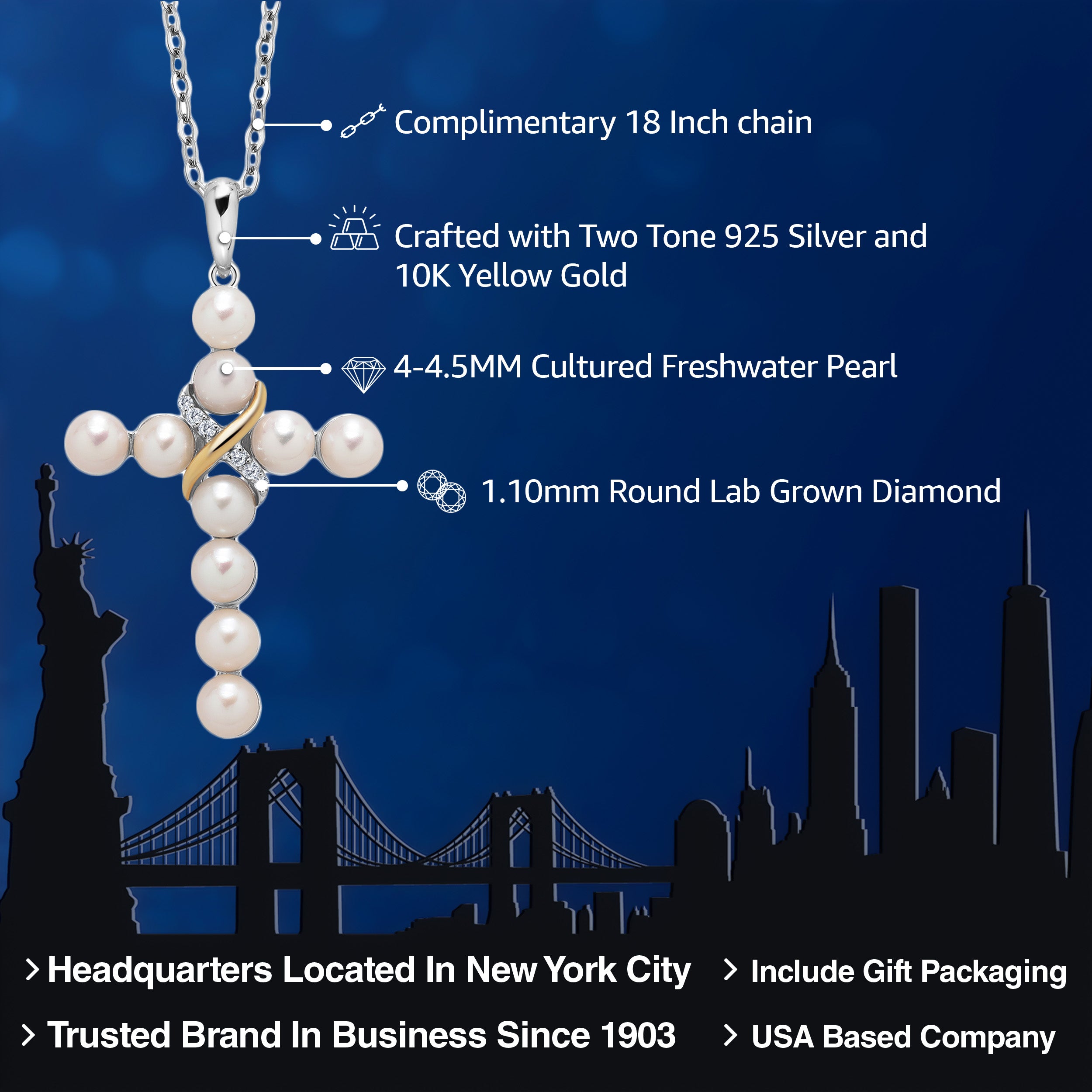 Pendant in 925 Sterling Silver and 10K Yellow Gold