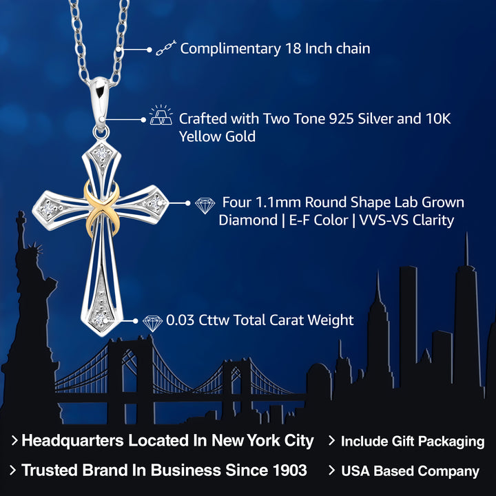 Pendant in 925 Sterling Silver and 10K Yellow Gold