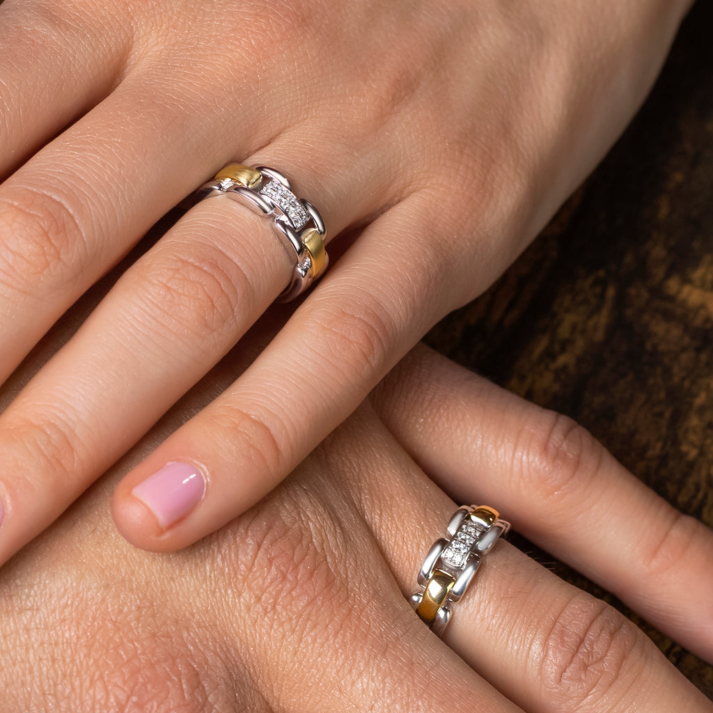 Ring in 925 Sterling Silver and 10K Yellow Gold
