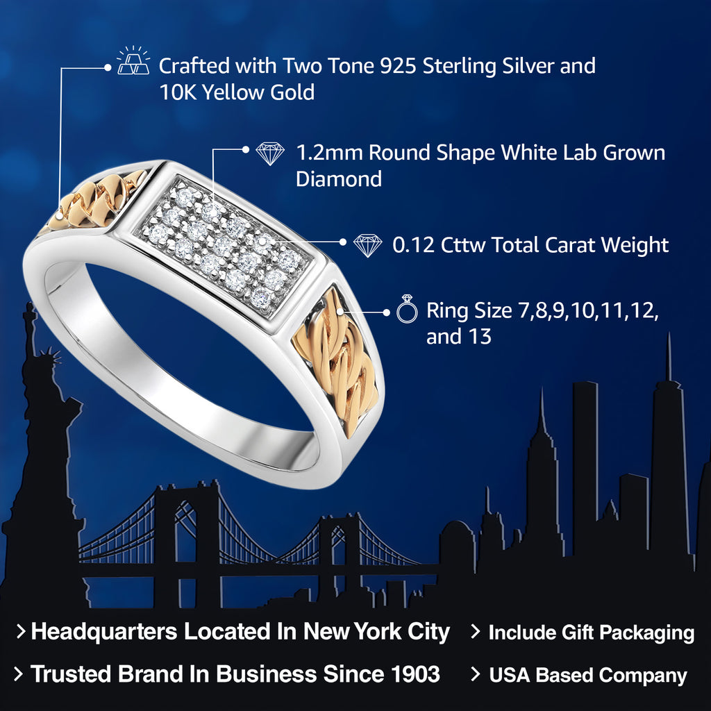 Ring in 925 Sterling Silver and 10K Yellow Gold