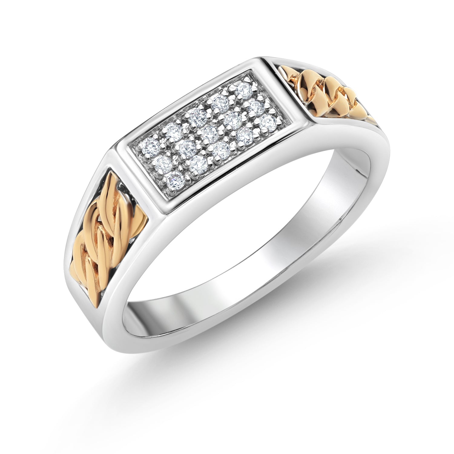 Ring in 925 Sterling Silver and 10K Yellow Gold
