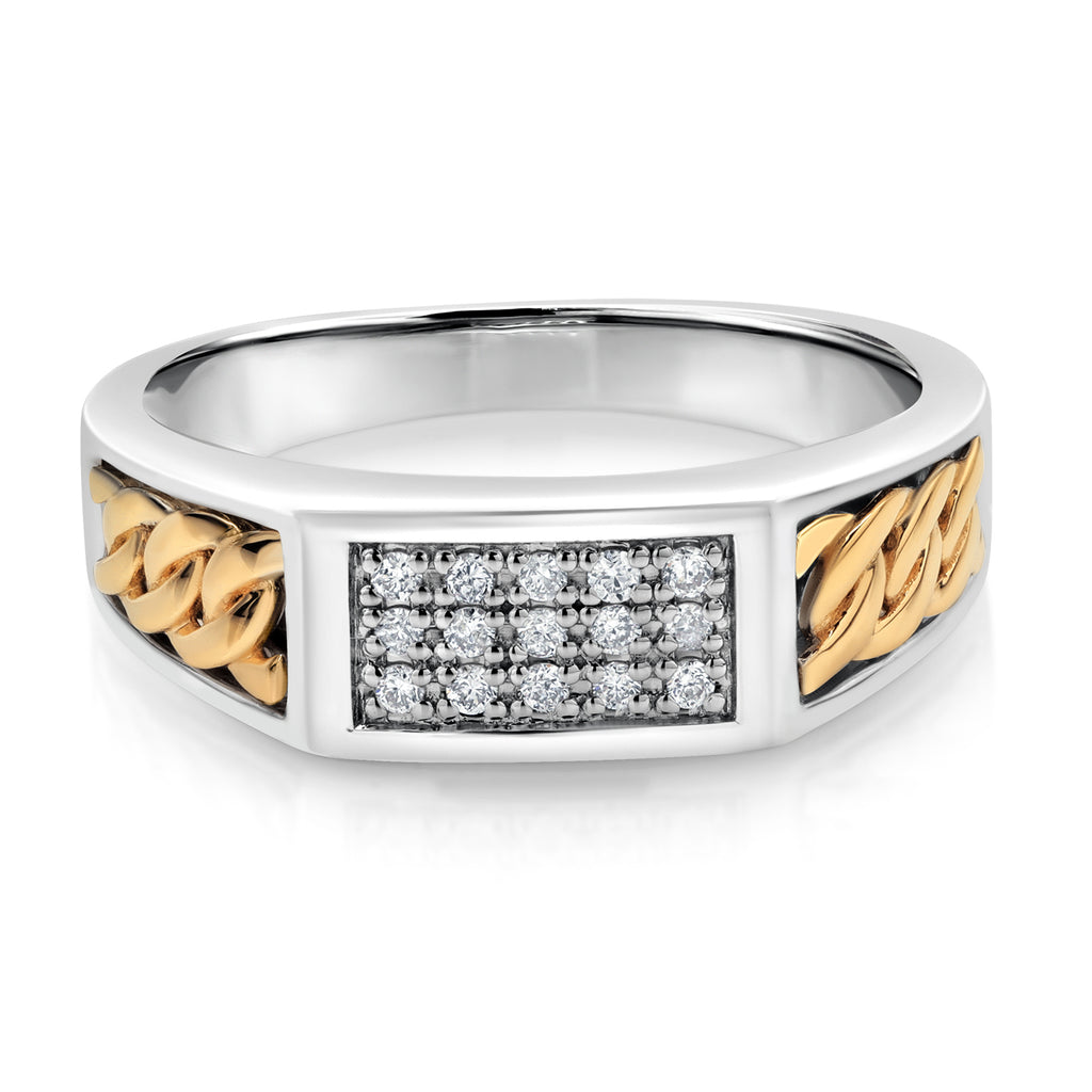 Ring in 925 Sterling Silver and 10K Yellow Gold
