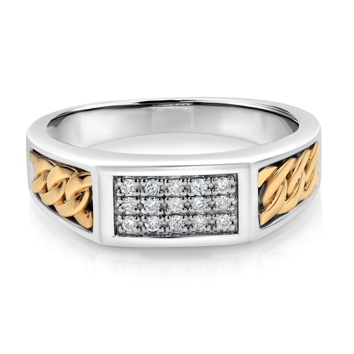 Ring in 925 Sterling Silver and 10K Yellow Gold