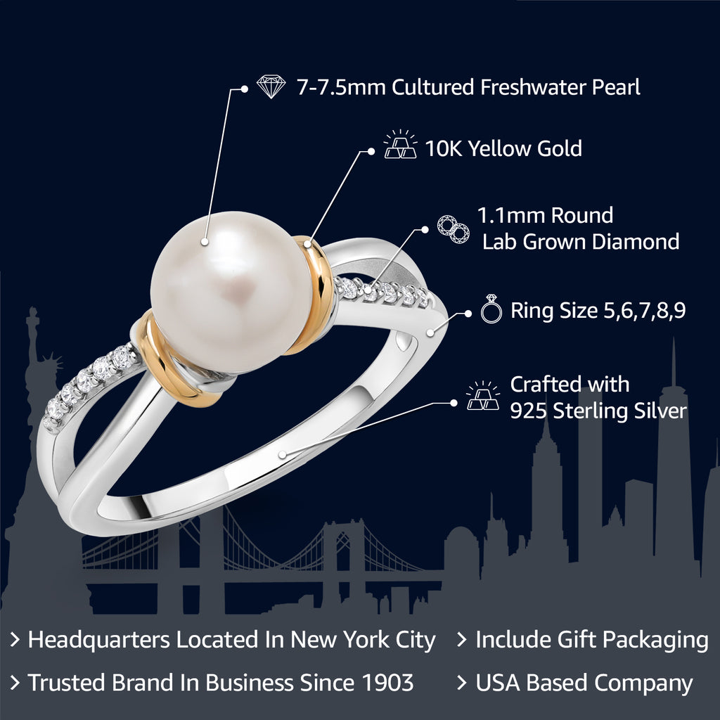 Ring in 925 Sterling Silver and 10K Yellow Gold