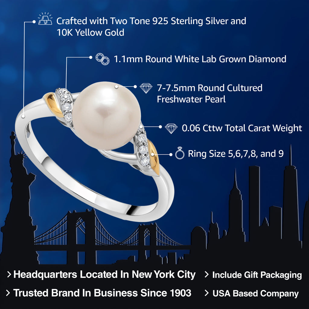 Ring in 925 Sterling Silver and 10K Yellow Gold