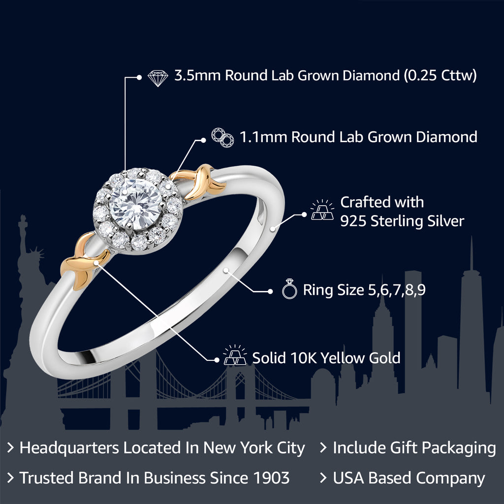 Ring in 925 Sterling Silver and 10K Yellow Gold