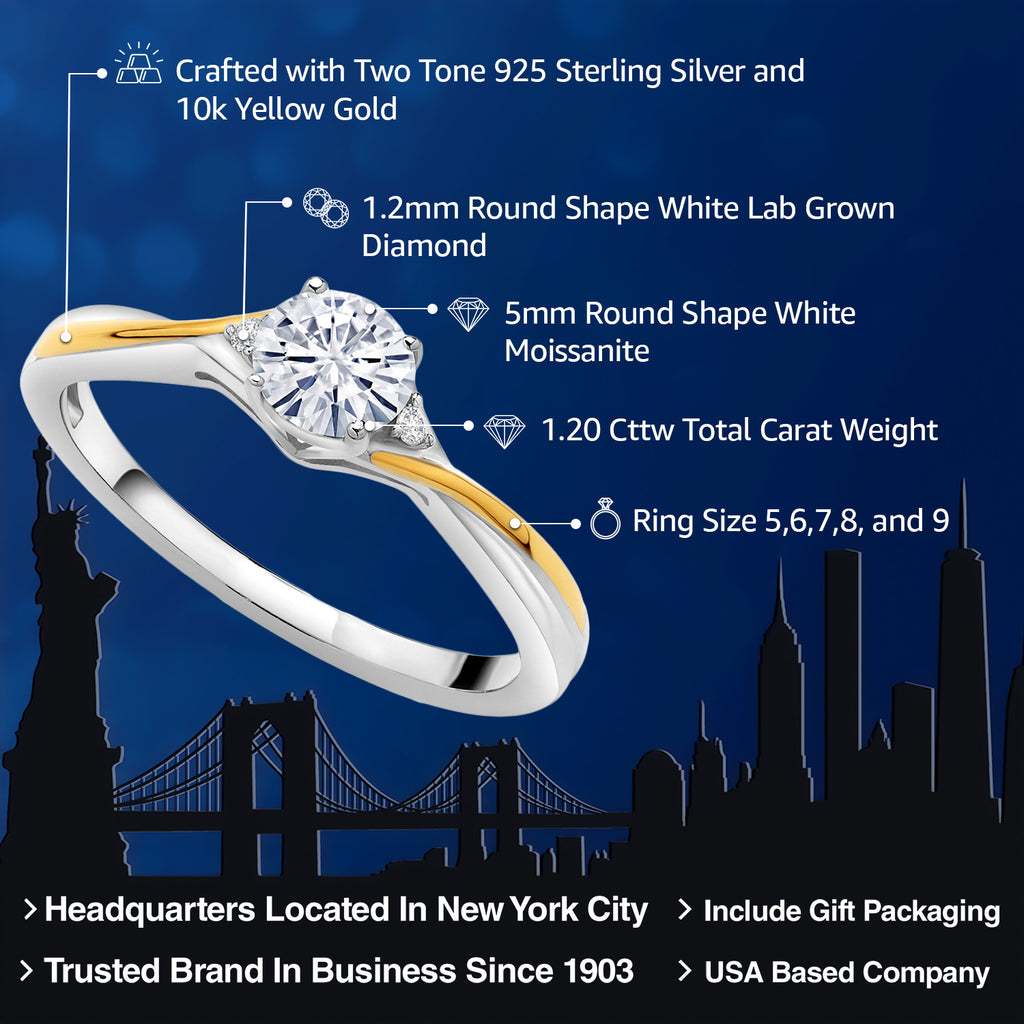 Ring in 925 Sterling Silver and 10K Yellow Gold