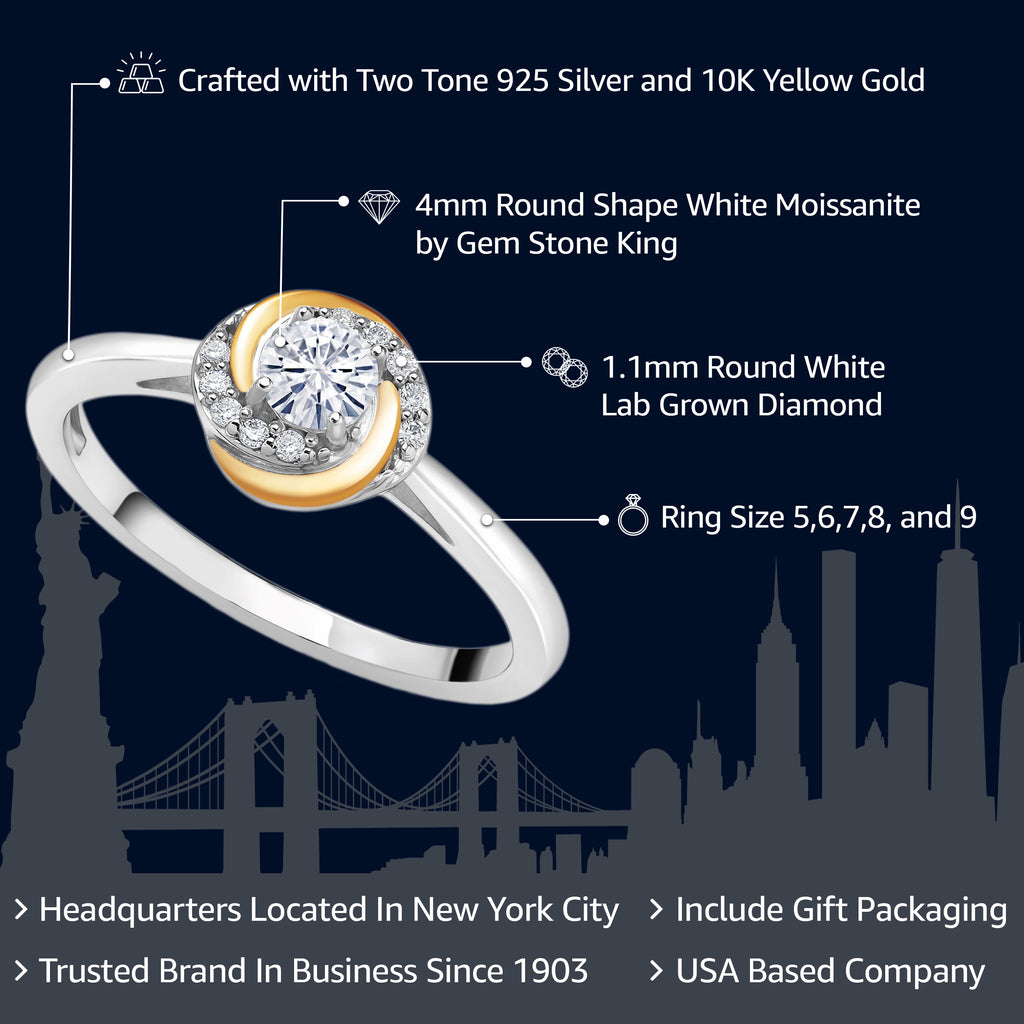 Ring in 925 Sterling Silver and 10K Yellow Gold