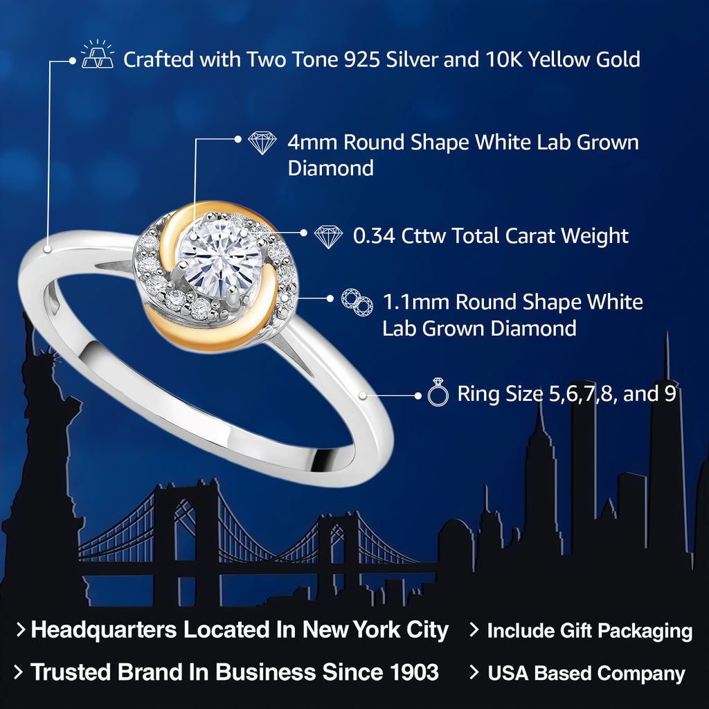 Ring in 925 Sterling Silver and 10K Yellow Gold