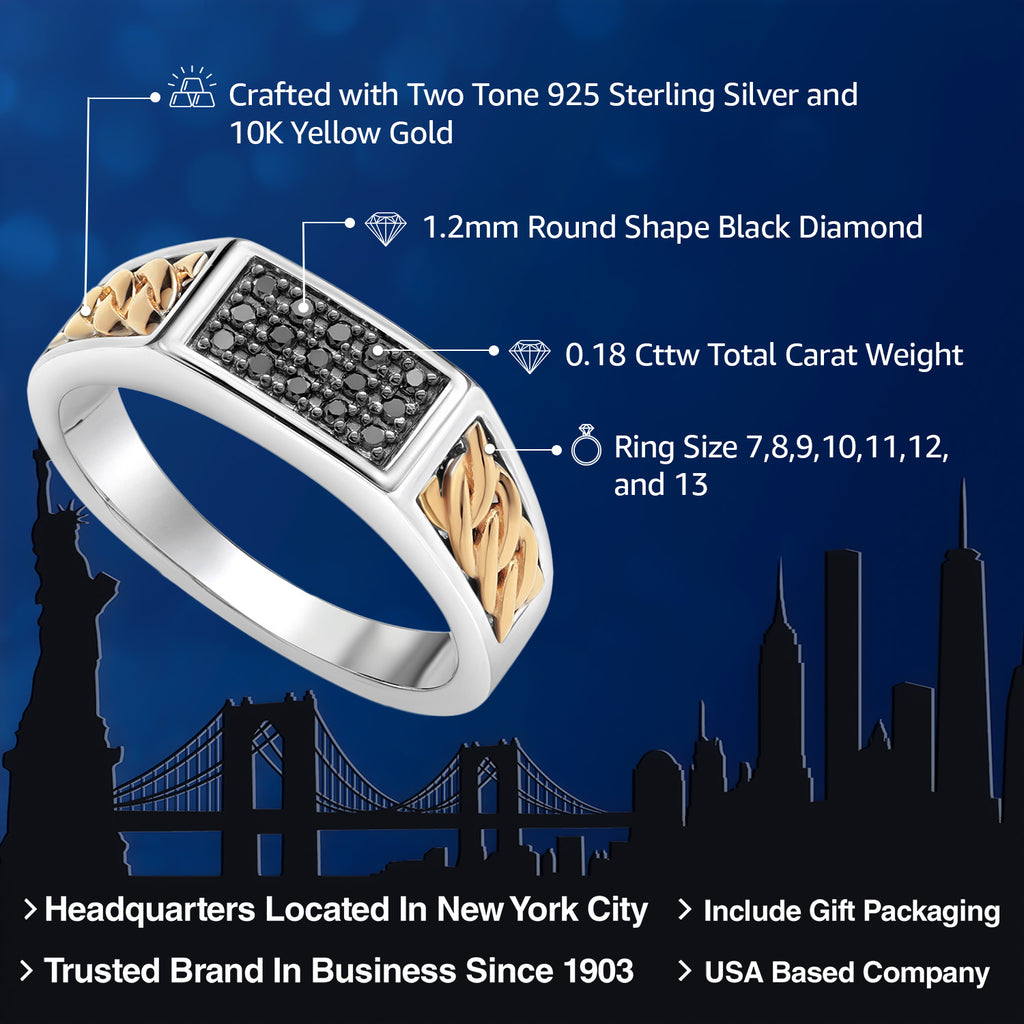 Ring in 925 Sterling Silver and 10K Yellow Gold