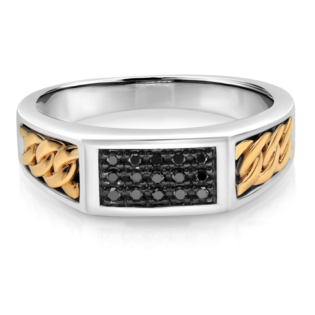 Ring in 925 Sterling Silver and 10K Yellow Gold