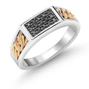 Ring in 925 Sterling Silver and 10K Yellow Gold
