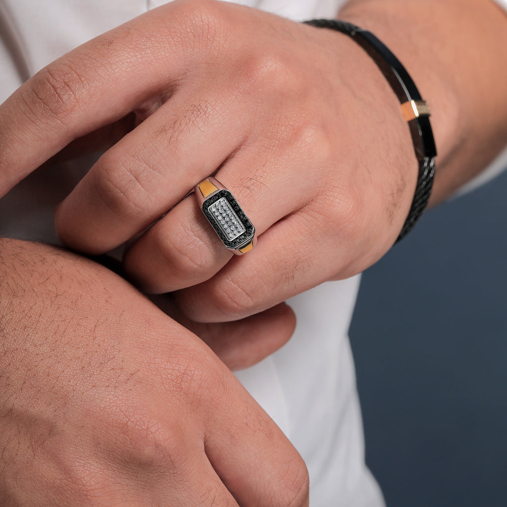 Ring in 925 Sterling Silver and 10K Yellow Gold
